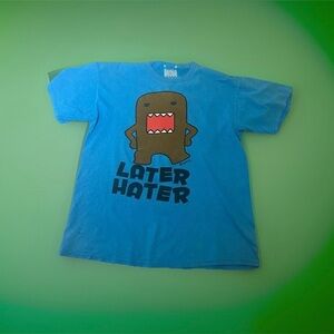 ❌SOLD‼️❌ Domo LATER HATER Y2K  Blue Men’s Women’s Cotton T-Shirt Blue Large